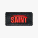 SAINT special forces tactical Velcro patch in black with red embroidered logo