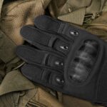 black tactical military gloves